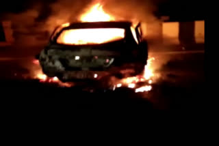 car driver burned alive after car caught fire in panchkula