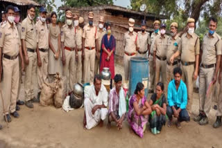 Police and Excise Prohibition officers raid on Gudumba bases.. seized jaggery juice and alum