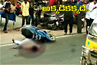 ghmc lorry hits a bike in kushaiguda one man died at the spot