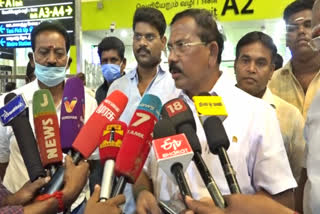 minister minister Mafa Pandiarajan pressmeet in Chennai Airport