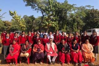 School students with Bikram Thakur