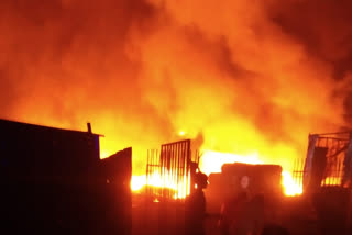 Alwar news, Fire in junk warehouse, fire brigade
