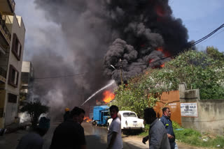 Massive fire in chemical factory at Bangalore