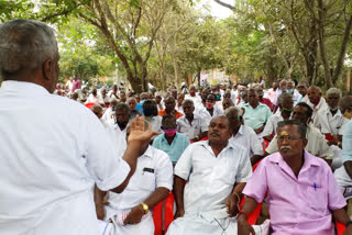 Retired village assistants involved in the attention-grabbing demonstration at thiruvaru