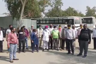 भीलवाड़ा रोडवेज कर्मचारियों का प्रदर्शन, bhilwara Roadways staff protest