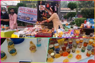 Exhibition of handmade chocolates and candles at Diwali Mela of Delhi Haat