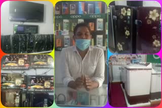 Electronic goods shopkeeper are waiting for customers in view of Diwali