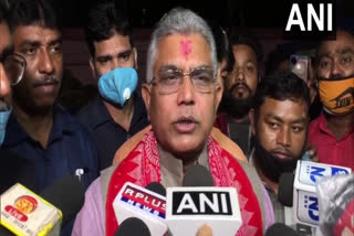 JP chief Dilip Ghosh's motorcade attacked in Alipurduar  BJP chief Dilip Ghosh's motorcade attacked  പശ്ചിമ ബംഗാള്‍  ബിജെപി നേതാവ്  വാഹന വ്യൂഹത്തിന് നേരെ ത്രിണമൂല്‍ ആക്രമണം  ദിലീപ് ഘോഷ്