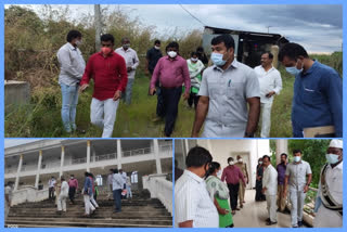 Collector inspecting buildings