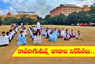 gandhi junior doctors protest for to start  non covid services in  hospital