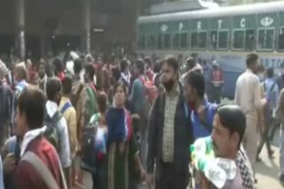 passengers long que at ambala bus stand due to train service closed in punjab