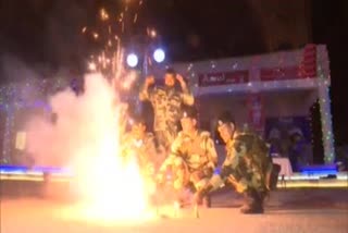 #WATCH | Jammu and Kashmir: Border Security Force (BSF) jawans celebrate #Diwali  in RS Pura.