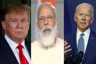 Modi  Trump and Biden  ട്രംപും മോദിയും  ബൈഡനു കീഴില്‍ ഇന്ത്യ യുഎസ് ഉഭയകക്ഷി ബന്ധത്തെ ബാധിക്കില്ലെന്ന് വിദഗ്‌ധര്‍  ജോ ബൈഡന്‍  മോദി  ഹൗഡി മോഡി