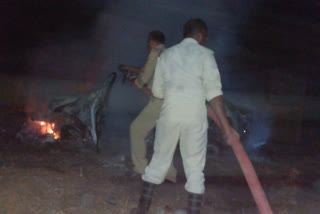 Fire in  running car in Dhanbad