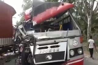 accident between KSRTC bus-container lorry: two Death