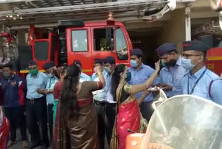 celebrates Bhaubij with firefighters