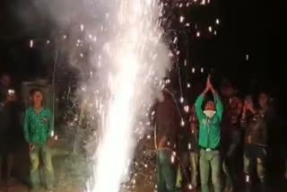 ignoring government guideline in bilaspur firecrackers exploding till late night