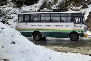 25 bus routes of HRTC affected after first snowfall in shimla