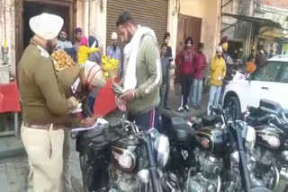 police cut challans of Bullet motorcycle