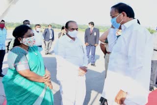 telangana governor and home minister send off to vice president venkaiah naidu in begumpet airport