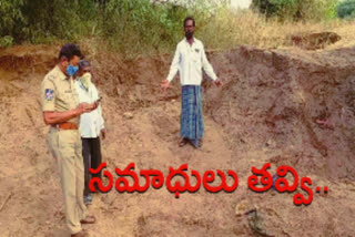 illegal sand transport by digging tombstone in karimnagar