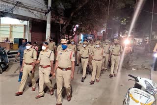 police flag march at patabasti in hyderabad