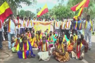 Karnataka rakshana vedike karyakarthas protest