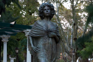 View of the statue of the Spains Duchess of Alba on November 20 2014 in Seville Spain