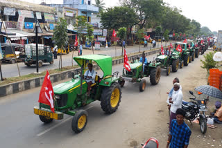 వ్యవసాయ చట్టాలకు వ్యతిరేకంగా ఖమ్మం జిల్లాలో ర్యాలీ