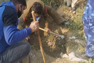 policeman rescues three babydogs in faridabad