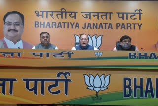 BJP general secretary Arun Singh speaking to media