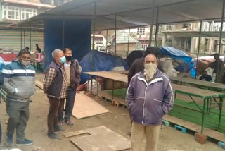 Traders protest against decorating the fair market at Dhanotu Chowk