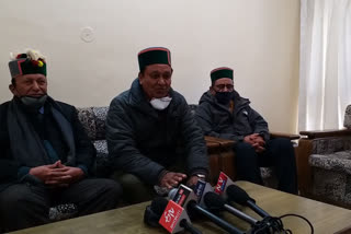 Press conference of MLA Jagat Singh Negi at Recangpo PWD Rest House