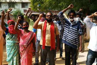 Sanitation workers  protest  in Rajampet