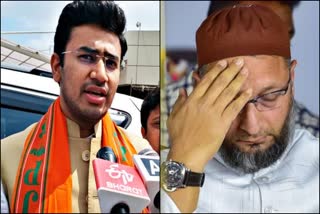 says BJYM chief Tejasvi Surya  അസദുദ്ദീന്‍ ഒവൈസി  asaduddin owaisi  tejasvi surya  muhammad ali jinnah  Bharatiya Janata Yuva Morcha  Lok Sabha MP Tejasvi Surya  AIMIM chief Asaduddin Owaisi  Quaid-e-Azam Jinnah  മുഹമ്മദലി ജിന്ന പാകിസ്ഥാന്‍  ഒവൈസിക്കെതിരെ തേജസ്വി സൂര്യ  ഹൈദരാബാദ് ജിഎച്ച്എംസി  ഹൈദരാബാദ് എംപി ഒവൈസി