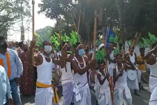 tribals protest in front of collector office in balangiri