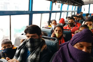Bus to Mandi depot arrived at Bilaspur bus station with 100 percent riders