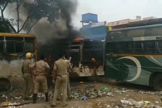 Bus caught fire in the Puri bus stand on thursday