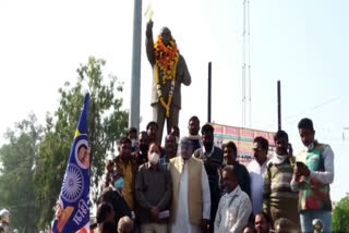 Wreath laying on the statue of Baba Bhimrao Ambedkar