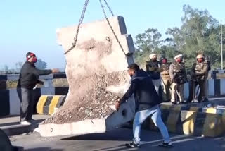 Ambala Police put up barricades to stop farmers from going to Delhi