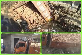 Live accident  truck Fall into open drain video captured on camera in Ghaziabad