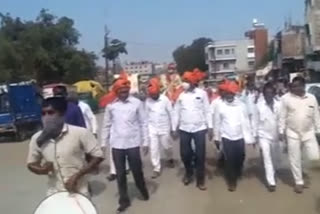 The marriage procession heading towards tehsil office