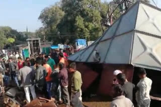 Iron water tank collapsed in agar