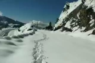 Snow clearance operation underway at Mughal Road in Rajouri district.