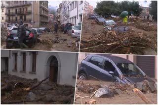 A massive mudslide covered streets in the town of Bitti in Sardinia after the area was struck by a storm