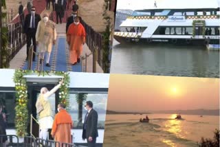 Prime Minister Narendra Modi and CM Yogi Adityanath travel from Domari Ghat to Lalita Ghat on a boat,