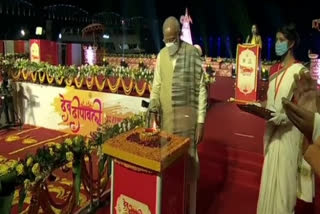 Modi lit the customary first diya at the Raj Ghat