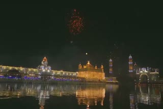 Punjab: Fireworks adorn the night sky around Golden Temple in Amritsar