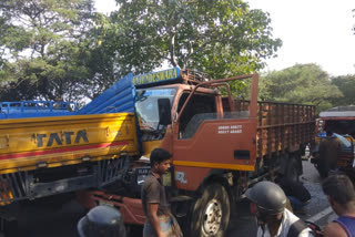 Three freight trucks collided in a row - driver injured