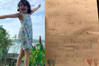 actor prithviraj daughter alankrita wrote a letter to santa claus  alankrita wrote a letter to santa claus  സാന്‍റാക്ലോസ് അല്ലി  അലംകൃത പൃഥ്വിരാജ്  santa claus  actor prithviraj daughter alankrita